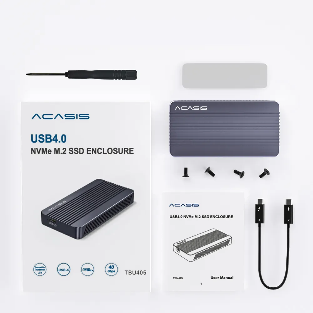 Acasis USB4 Docking 40gbps M2 Nvme Thunderbolt Enclosure Compatible with USB 4.0 3.2 3.1 3.0 Aluminum Stock Fashion Color Box