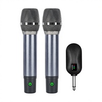 Microphone à condensateur sans fil Aidi 2.4G, cardioïde, professionnel, anti-bruit, antichoc, avec haut-parleur intégré, métal, violet