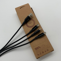Superventas, 1,25 M, nailon, 3 en 1, teléfono móvil, Cable de carga rápida USB, cargador 2A, Multi enchufe