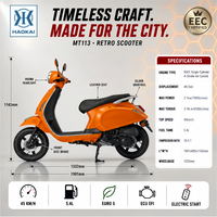 Scooter à essence rétro 50cc, cyclomoteur Euro 5, démarrage électrique, CVT automatique, double siège, roue de 12 pouces, pour les trajets urbains