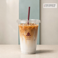 Gobelet en plastique PET transparent de 16 oz avec couvercle et paille, personnalisé avec logo, pour café glacé, boba et thé au lait – Vente en gros