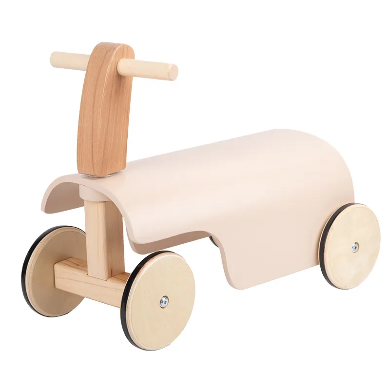Mumoni Newest product push walkers toy Funny baby balance car Simple design wooden baby walker car