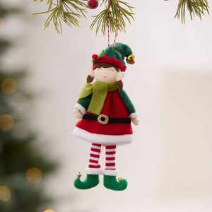 Poupées en peluche de Noël artisanales écologiques rouges et vertes, elfes et anges, décorations de Noël uniques - Product Image 2