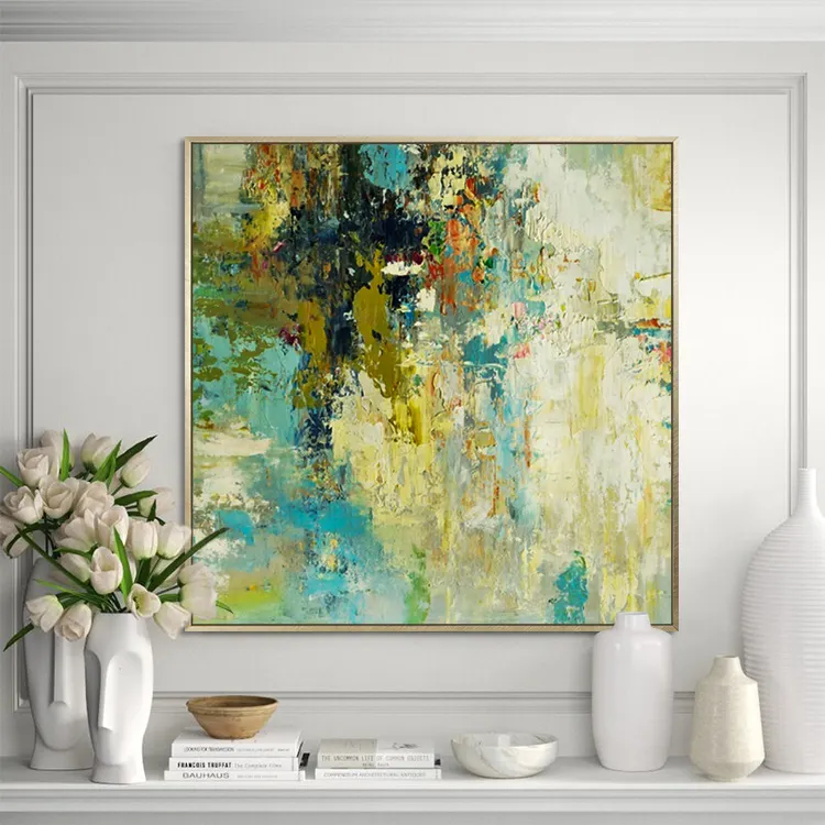 Newest Design Modern Art Green Acrylic Wall Decor Abstract Artwork Canvas Oil Painting for Living Room