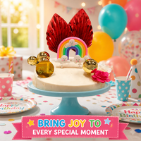 Kit de 10 décorations de gâteau Nuage Arc-en-ciel 3D, comprenant des éventails en papier métallisé multicolores et des boules dorées, pour fournitures de fête d'anniversaire pour enfants
