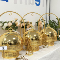 2026 Réchaud de buffet de luxe en acier inoxydable avec dôme 8L pour maintien au chaud des aliments, destiné aux buffets dorés et aux traiteurs, pour fournisseurs premium d'équipement hôtelier