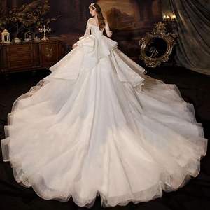 NDB10997 Robe de mariée épaules dénudées, nouveau style, faite main, style princesse féerique, élégance discrète, traîne longue - Product Image 2