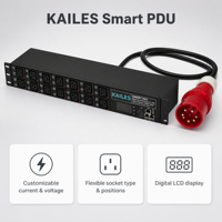 KAILES (KLS) PDU intelligent pour rack, 12 prises C19, connecteur d'entrée industriel pour armoire de centre de données, prise IEC, charge maximale 23,01 kW