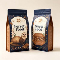 Pochette à fond plat personnalisée avec fermeture éclair, emballage résistant à l'humidité et à la lumière pour les granulés secs de furets, aliments pour petits animaux de compagnie, stockage d'aliments