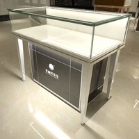 Vitrine de magasin de bijoux en bois contreplaqué sur pied, mobile, design personnalisé, avec comptoir de présentation en verre