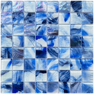 Mosaicos de Vidrio para Piscina, Mosaico de Vidrio Iridiscente Azul Esmerilado para Baño, Cocina y Revestimiento - Product Image 6