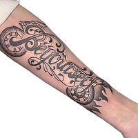 Pegatinas de tatuajes temporales no reflectantes inspiradas en jugos de hierbas, ecológicas, de papel, para antebrazo/brazo completo de hombre, venta al por mayor transfronteriza