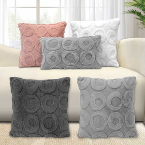 Nouvelle <span class=keywords><strong>Housse</strong></span> de <span class=keywords><strong>Coussin</strong></span> Jacquard en Peluche Circulaire, Style Minimaliste Uni Tendance, pour Canapé de Salon et Maison - Product Image 2
