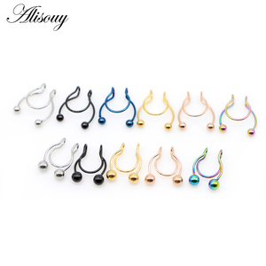 Alisouy 1PC <strong>Nose</strong> Ring <strong>Fake</strong> Septum <strong>Piercing</strong> Stainless Steel Clip Hoop <strong>Nose</strong> Rings <strong>Stud</strong> Sexy for Women Non Pierced Body Jewelry 20G - Product Image 2