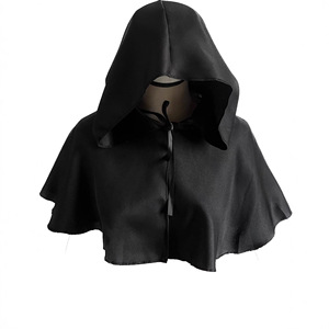 Capa con Capucha Negra para Adultos, Disfraz de Cosplay Medieval, Capa para Juego de Roles de Halloween - Product Image 1