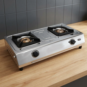 Cuisinière à gaz efficace en acier inoxydable à 2 brûleurs avec plaque de cuisson compacte au GPL, double brûleur pour cuisines domestiques et commerciales - Product Image 1