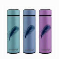 Bouteille isotherme intelligente moderne et écologique personnalisée avec logo, 500 ml, affichage numérique de la température LED, filtre en acier inoxydable, vide