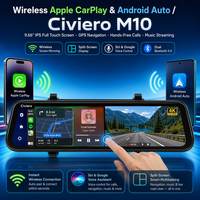 Caméra de tableau de bord 4K 10 pouces avec écran rétroviseur, CarPlay, Android Auto, navigation GPS en streaming, enregistreur de conduite sans fil 5G