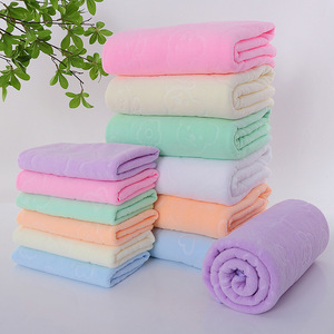 Toalla de baño de microfibra, rectangular, suave, gruesa y absorbente, para uso doméstico, para niños y adultos, morado, azul, naranja, blanco, verde, rosa, Beige - Product Image 1