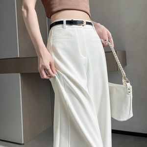 Pantalones <span class=keywords><strong>de</strong></span> mujer <span class=keywords><strong>de</strong></span> cintura alta, <span class=keywords><strong>de</strong></span> pierna ancha y recta, <span class=keywords><strong>de</strong></span> seda helada, estilo casual, largos hasta el suelo, <span class=keywords><strong>de</strong></span> ajuste holgado, nueva colección <span class=keywords><strong>de</strong></span> verano 2026 - Fotos reales - Product Image 2