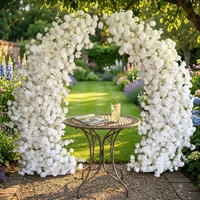 Arche florale de luxe en forme de corne de rose blanche, personnalisable, pour mariage et décoration de fond de fête romantique