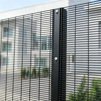 Clôture en maille anti-escalade Clear View 358, panneaux soudés haute sécurité avec matériau traité thermiquement pour l'utilisation dans les aéroports, les gares ferroviaires et les cours.