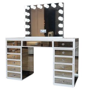 En stock chez nous!!! Coiffeuse de luxe américaine 3 couleurs réglables 13 ampoules LED pour maquillage avec miroir et meubles de chambre à coucher - Product Image 3