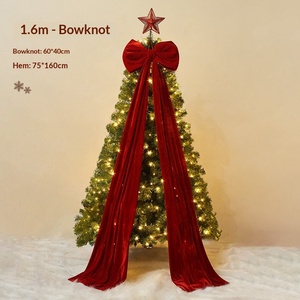Décorations de Noël artisanales <span class=keywords><strong>Mishi</strong></span> MS Flint Velvet, nœuds rouges floqués extra larges de 1,6/2 m, ornements suspendus pour arbre - Product Image 6