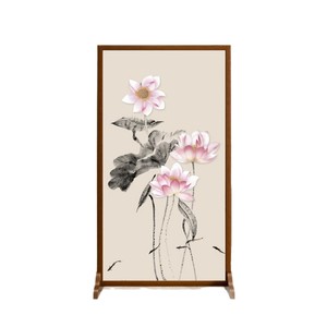 Chinese Style Folding Screen Lotus Print <b>Room</b> <b>Divider</b> For Living <b>Room</b> Entryway Home Decor - Product Image 5