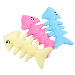 Cute Squeaky Durable Fish <strong>Bones</strong> Shape <strong>Soft</strong> Plush Pet <strong>Dog</strong> Toys Wholesale - Product Image 1