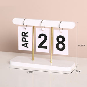 Ornamen kalender logam, ornamen kalender Modern kreatif kayu sederhana untuk rumah kamar tidur restoran kantor Desktop gaya - Product Image 3