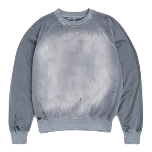 Sudadera de cuello redondo para hombre, estilo streetwear, de gramaje alto, 100% algodón, con lavado ácido, efecto desgastado, agrietado y descolorido por el sol, estilo vintage, personalizada. - Product Image 1