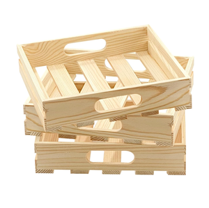 Vassoi in <span class=keywords><strong>Legno</strong></span> Grezzo Quadrati, Contenitori in <span class=keywords><strong>Legno</strong></span> per Artigianato, Casse con Manico per Fai-da-Te - Product Image 5