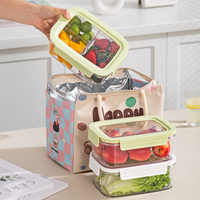 Boîte à lunch empilable, résistante à l'humidité, sans BPA, de qualité alimentaire, compatible micro-ondes, avec couvercle à boucle, pour la conservation de la fraîcheur