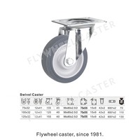 Roulettes pour Flight Case TPE 75-125mm |   Volant d'inertie haute performance, durable et hautement élastique