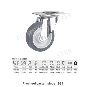 TPE Flightcase-Rollen 75-125mm |   Hochelastisches Langlebiges Hochleistungs-SCHWUNGRAD - Product Image 2