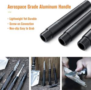 Pioche de survie Sahara Sailor, hache tactique en acier à haute teneur en carbone, <span class=keywords><strong>combo</strong></span> hachette de <span class=keywords><strong>camping</strong></span>, 4 poignées d'extension épaissies (20-39,5 pouces) - Product Image 5