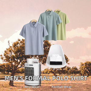 เสื้อเชิ๊ตผู้ชายออกแบบได้เองสำหรับธุรกิจฤดูร้อนแขนสั้นระบายอากาศได้ดีผ้าไนลอนสแปนเด็กซ์กอล์ฟสีทึบดีไซน์เรียบง่าย - Product Image 2