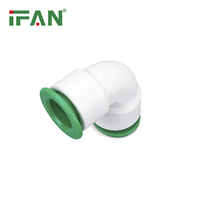 Fournisseur IFAN Raccords de tuyauterie en plastique DIN 8077 Raccords de tuyauterie PPR à coude égal 20-32MM Raccords à connexion rapide PPR de couleur blanche