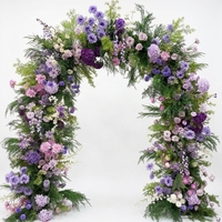 Arche de mariage en fleurs artificielles, toile de fond florale en soie, violet, rose, vert, décoration d'événements