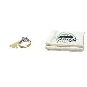 Sac de rangement pour bijoux en coton et lin blanc, logo imprimé personnalisé pour boutique de bijoux - Product Image 1