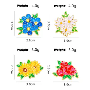 制造商散装搪瓷别针定制时尚花卉设计镀金软硬搪瓷别针用于包配件