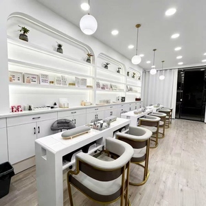 Mesa de Manicura Doble Minimalista, Mesa de Manicura Individual/Triple, Consola Roja para Salón de Uñas - Product Image 4