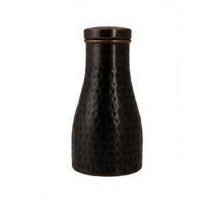 Hammered Black <b>Copper</b> <b>Water</b> <b>Bottle</b> Ayurvedic Wellness Drinkware Eco Friendly Handmade Traditional Reusable Hydration <b>Bottle</b> - Product Image 1