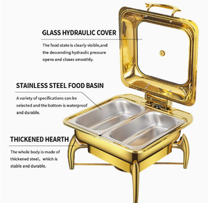 Réchaud de buffet visible en acier inoxydable, ovale et carré, avec support en plastique, équipement de cuisine - Product Image 3