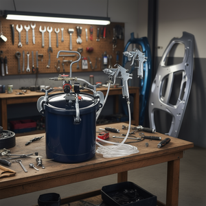 Pot à peinture sous pression 10L en alliage d'aluminium 60PSI avec deux pistolets de pulvérisation pour la peinture automobile et la décoration intérieure - Product Image 2