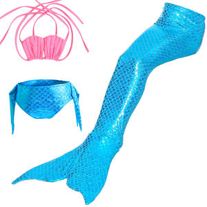 Costume da Bagno Sportivo a Coda di Sirena per Bambine 6-12 Anni, Set Bikini Stampato Anti-UV ad Asciugatura Rapida - Product Image 2