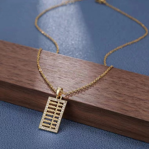 Collar Abacus con microincrustaciones de circonita, cadena de clavícula de acero de titanio para mujer - Product Image 4
