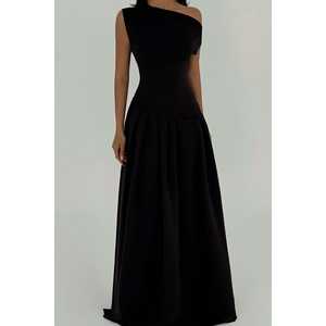 Robe de bal chic noire de luxe grande taille XL pour femme, coupe trapèze droite avec fente, imprimé 3D, taille empire, longueur ras du sol, pour le bal de promo - Product Image 3