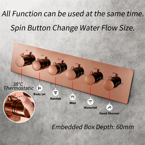 Sương mù mưa & thác nước Led Shower <span class=keywords><strong>Head</strong></span> âm nhạc hệ thống Brass tĩnh nhiệt vòi gốm van Core Rose Gold kết thúc tắm vòi hoa sen - Product Image 5